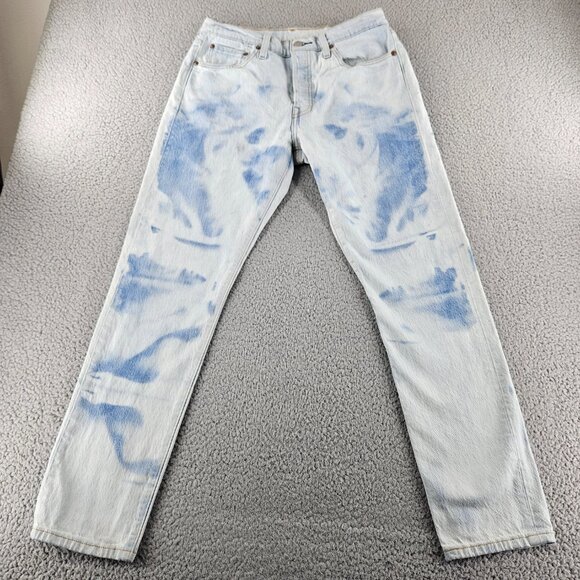 Levis Jeans Women 29x30 Blue 501 Skinny Premium High Rise Bleach Dyed Button Fly - Picture 1 of 16